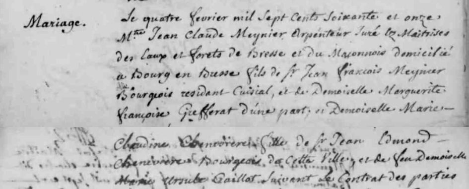 AD01, extrait de l’acte de mariage