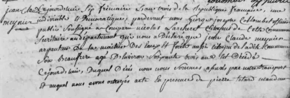 AD01, extrait de l’acte de décès
