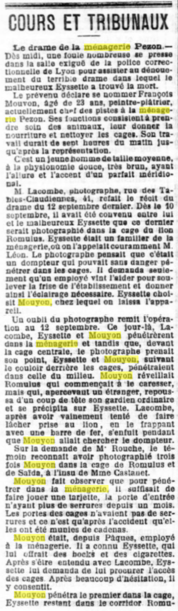 ​Extrait Le Progrès de la Côte-d’Or daté du 14 octobre 1895, page 3