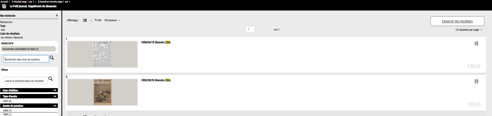 Extrait de la recherche « Le Petit Journal. Supplément du dimanche », numéro 254